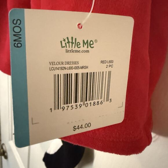 Little Me Baby Girls Christmas Outfit Size 6 Months Red Dress White Tights - Picture 5 of 6